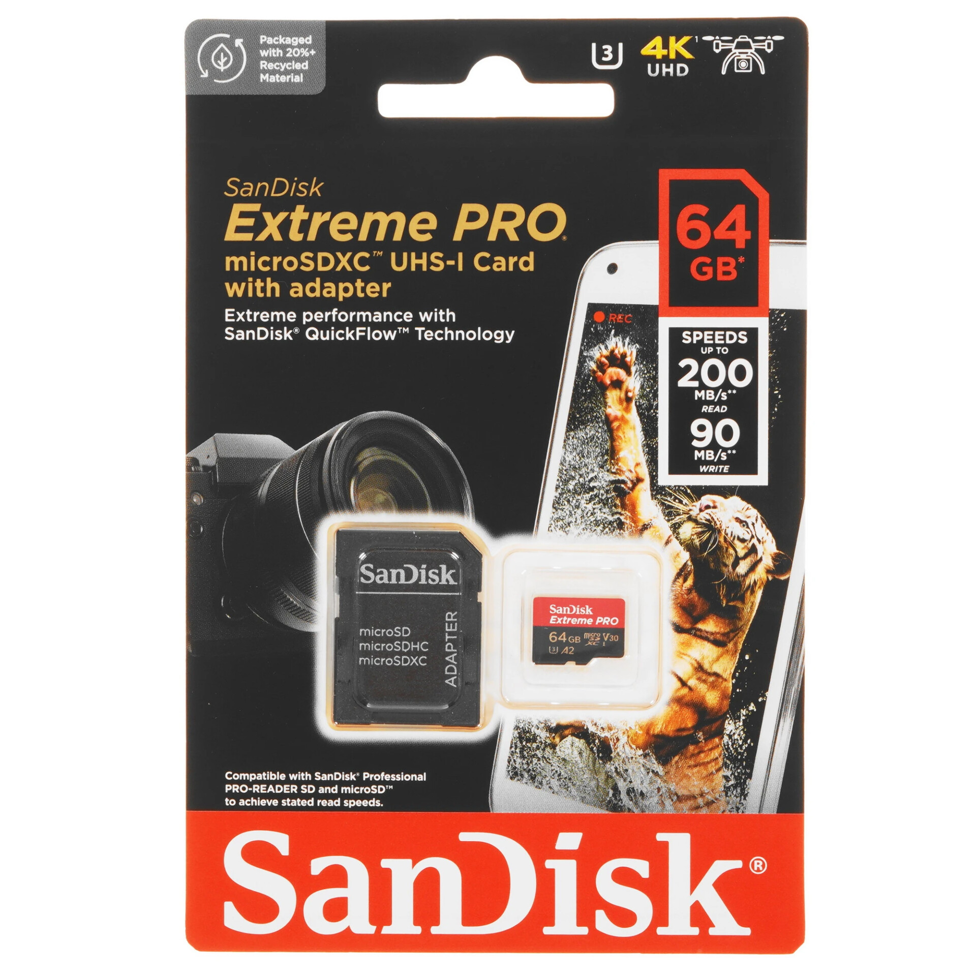 Карта памяти SanDisk Extreme Pro microSDXC 64 ГБ [SDSQXCU-064G-GN6MA]