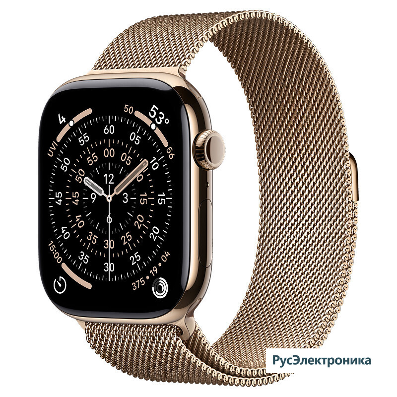 Часы Apple Watch Series 11 (2025), 46 мм, корпус из титана цвета «Gold», ремешок Titanium Milanese Loop цвета «Gold», золотой