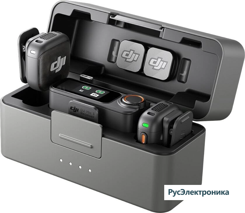 Комплект беспроводных микрофонов DJI Mic 3 (2 TX + 1 RX + Зарядный футляр)