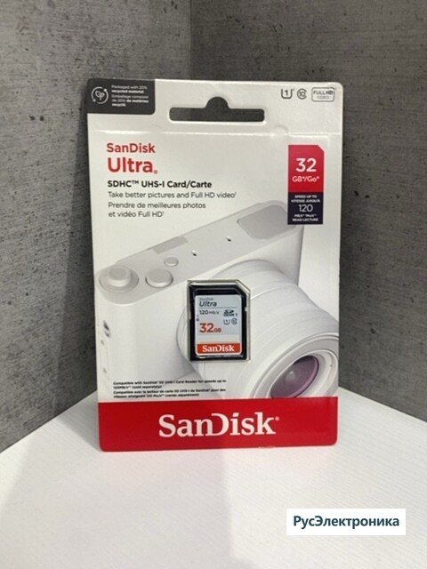 Карта памяти SanDisk Ultra SDHC 32 ГБ [SDSDUN4-032G-GN6IN]