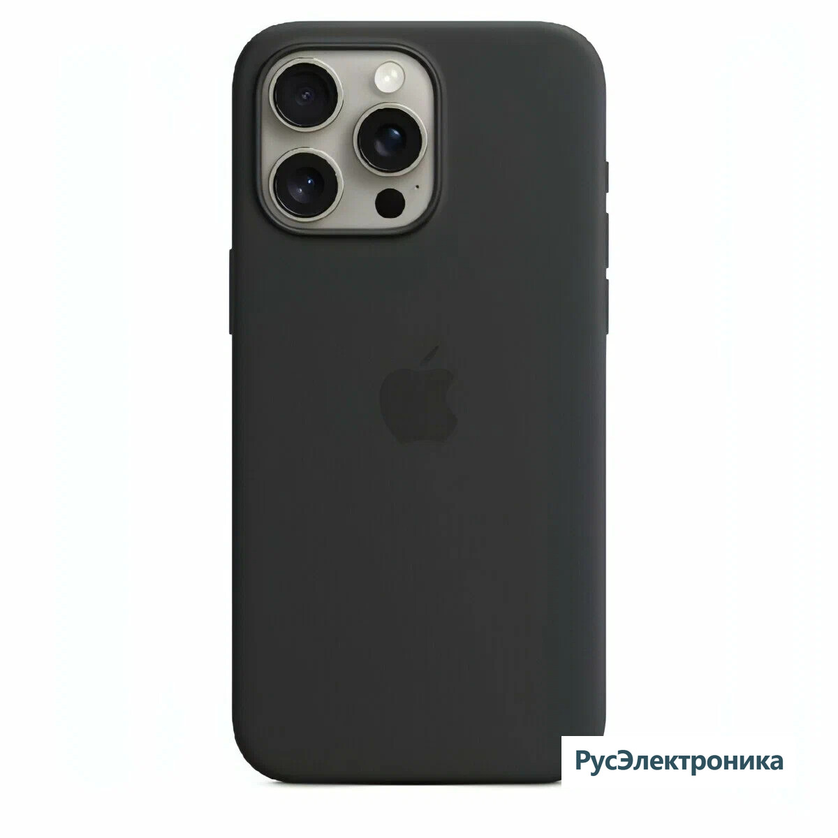 Чехол c магнитным кольцом Apple  для iPhone 15 Pro Max Silicone Case with MagSafe, чёрный
