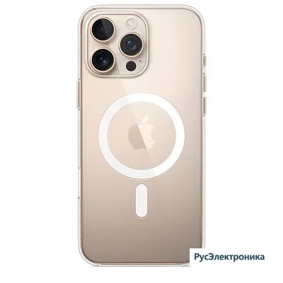 Чехол c магнитным кольцом Clear Case для iPhone 16 Pro Max, MagSafe, прозрачный