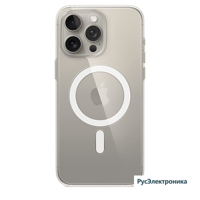 Чехол c магнитным кольцом Clear Case для iPhone 16 Pro, MagSafe, прозрачный
