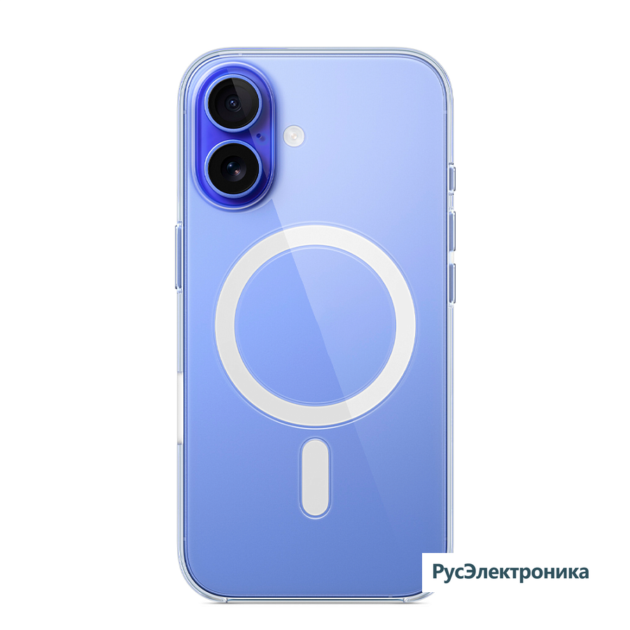 Чехол c магнитным кольцом Clear Case для iPhone 16, MagSafe, прозрачный