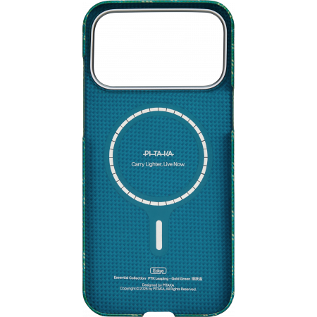 Чехол Pitaka Ultra-Slim Case для Apple iPhone 17 Pro, зелёный/золотой (Green-Gold)