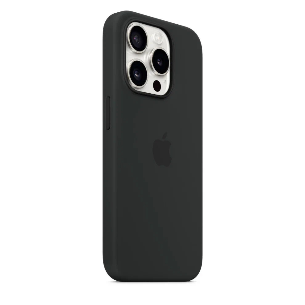 Чехол c магнитным кольцом Apple  для iPhone 15 Pro Max Silicone Case with MagSafe, чёрный