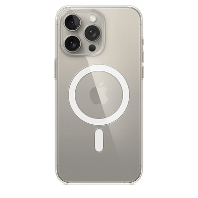 Чехол c магнитным кольцом Clear Case для iPhone 16 Pro, MagSafe, прозрачный