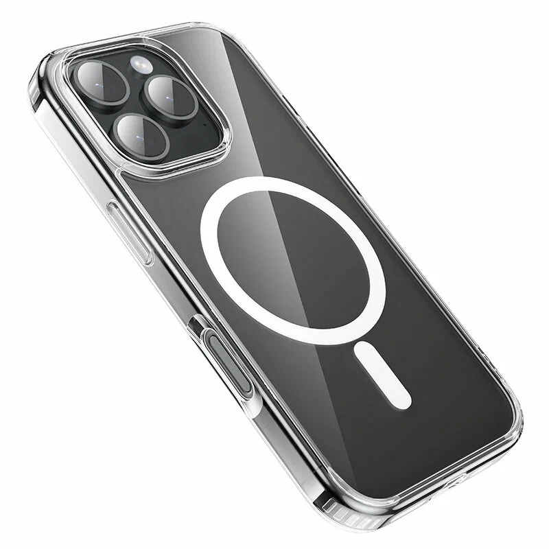 Чехол c магнитным кольцом HOCO Light series TPU case для iPhone 16 Pro With MagSafe, прозрачный