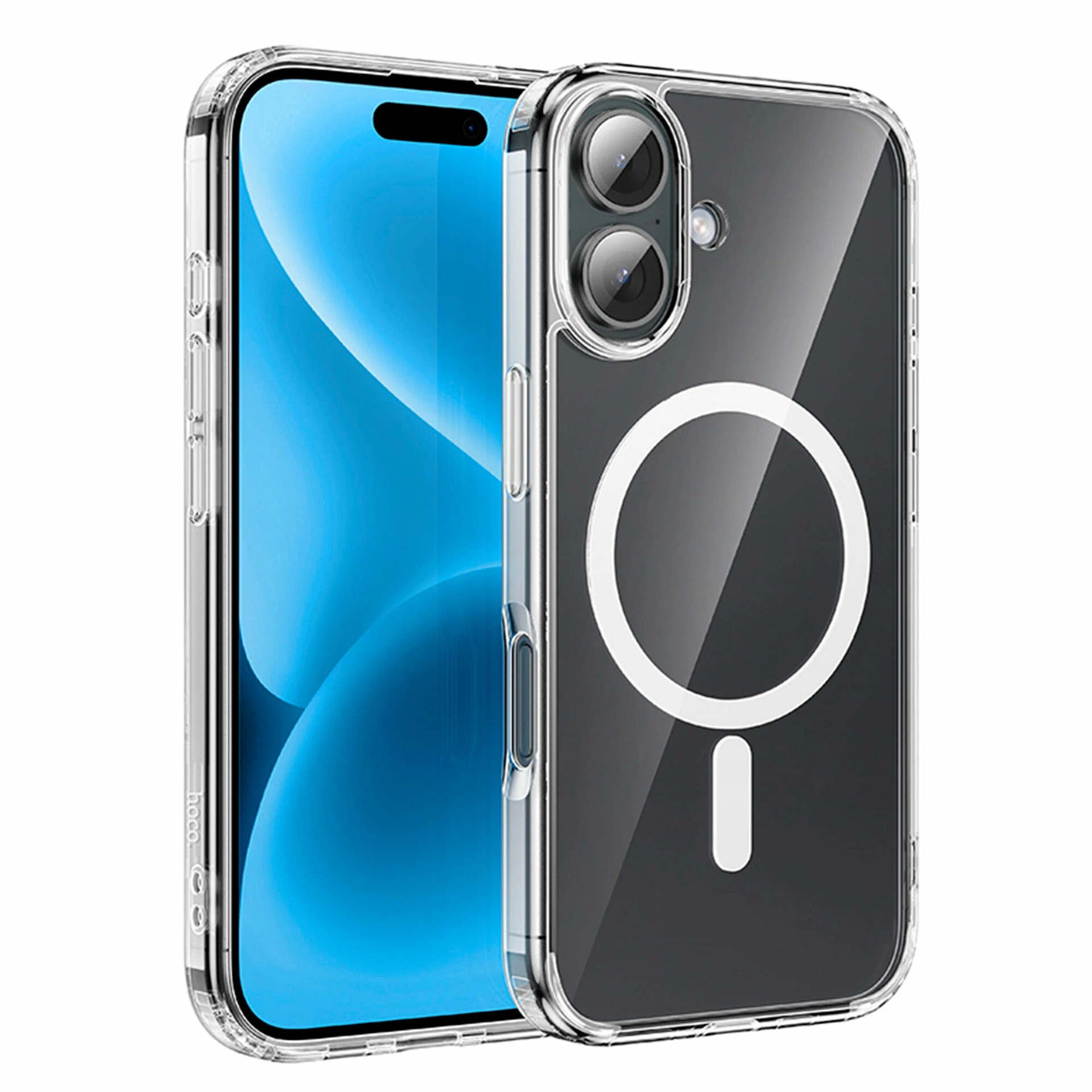Чехол c магнитным кольцом HOCO Light series TPU case для iPhone 16 With MagSafe, прозрачный