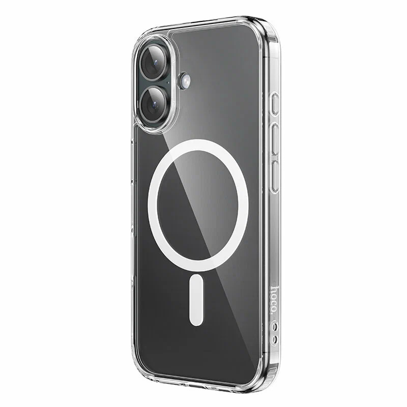 Чехол c магнитным кольцом HOCO Light series TPU case для iPhone 16 With MagSafe, прозрачный