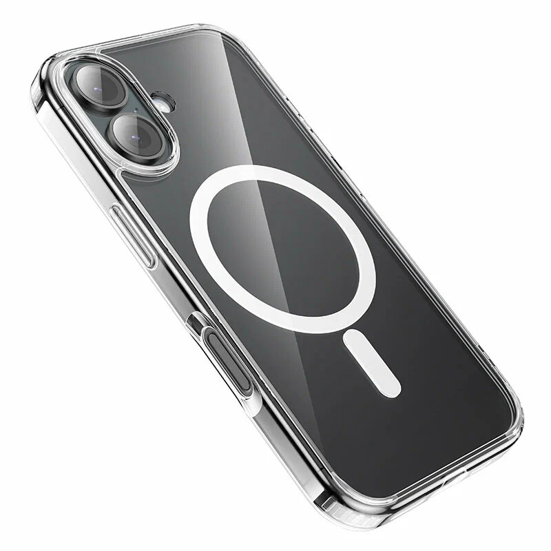 Чехол c магнитным кольцом HOCO Light series TPU case для iPhone 16 With MagSafe, прозрачный