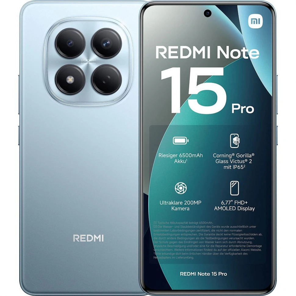 Смартфон Xiaomi Redmi Note 15 Pro 4G 8/512Gb, ледяной синий (Glacier Blue)