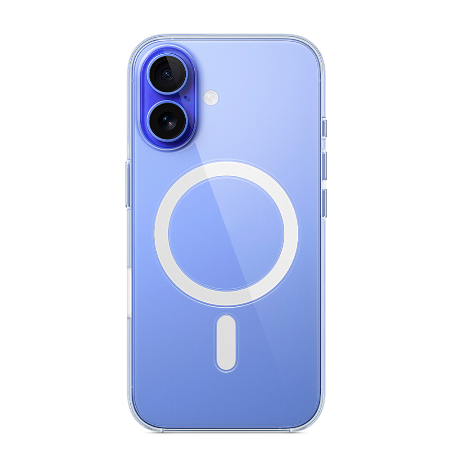 Чехол c магнитным кольцом Clear Case для iPhone 16, MagSafe, прозрачный