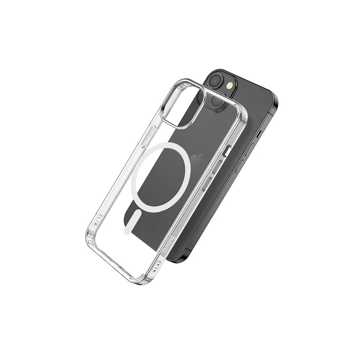 Чехол c магнитным кольцом HOCO Light series TPU case для iPhone 15 With MagSafe, прозрачный