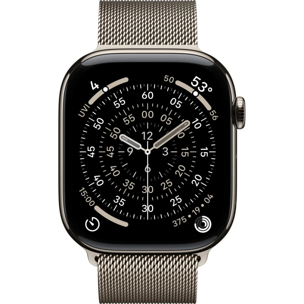 Часы Apple Watch Series 11 (2025), 42 мм, корпус из титана цвета «Natural», ремешок Titanium Milanese Loop цвета «Natural», бежевый