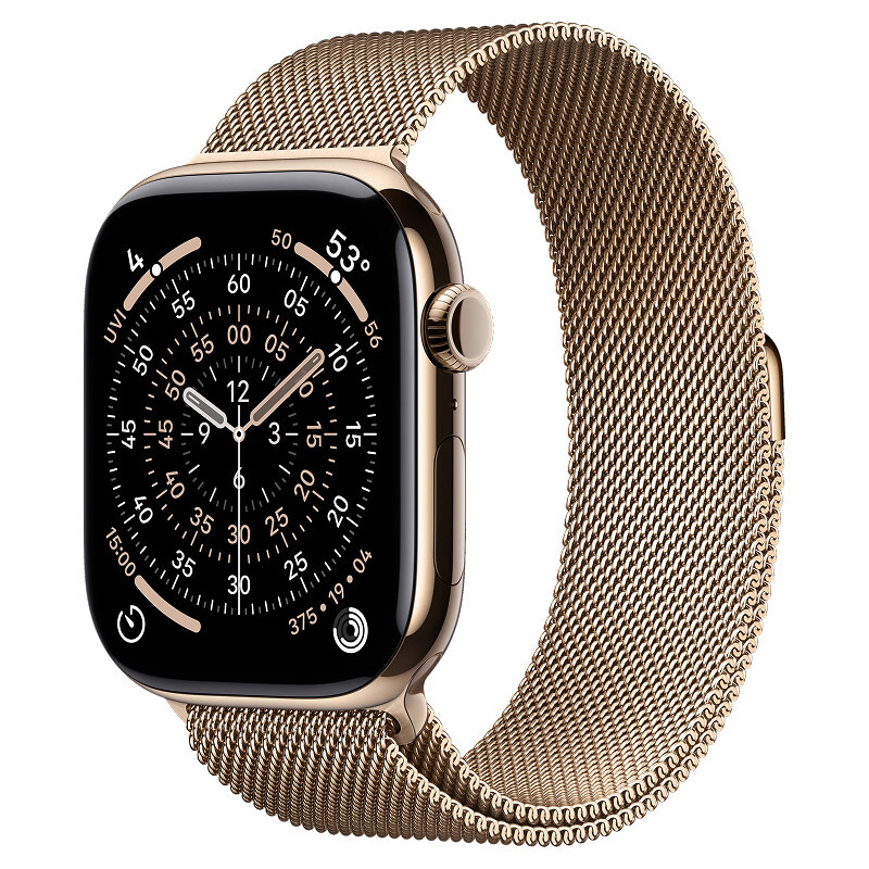 Часы Apple Watch Series 11 (2025), 46 мм, корпус из титана цвета «Gold», ремешок Titanium Milanese Loop цвета «Gold», золотой