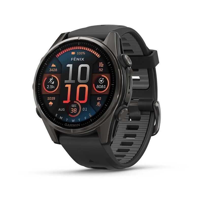 Умные часы Garmin FENIX 8 (010-02903-21) 43 мм Amoled Sapphire Carbon Gray DLC Titanium with Black/Pebble Gray Silicone