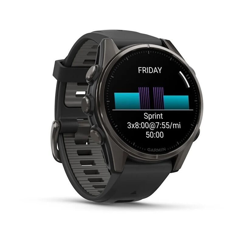Умные часы Garmin FENIX 8 (010-02903-21) 43 мм Amoled Sapphire Carbon Gray DLC Titanium with Black/Pebble Gray Silicone