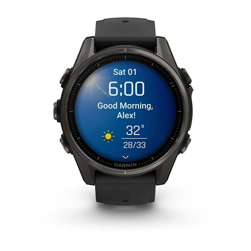 Умные часы Garmin FENIX 8 (010-02903-21) 43 мм Amoled Sapphire Carbon Gray DLC Titanium with Black/Pebble Gray Silicone