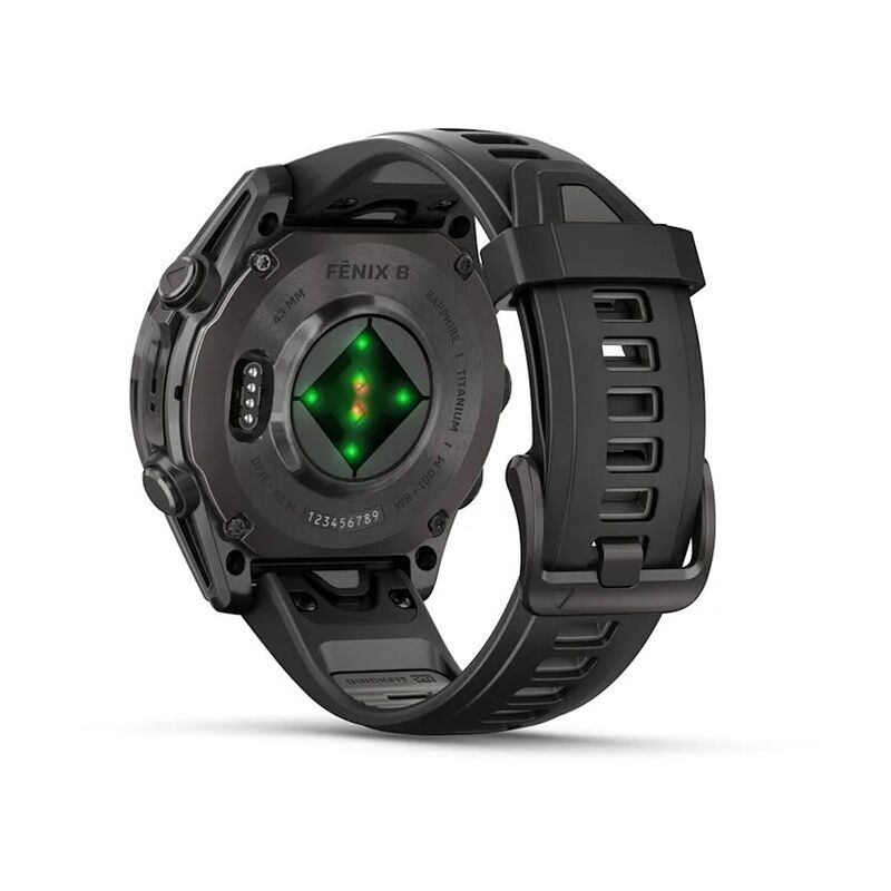 Умные часы Garmin FENIX 8 (010-02903-21) 43 мм Amoled Sapphire Carbon Gray DLC Titanium with Black/Pebble Gray Silicone