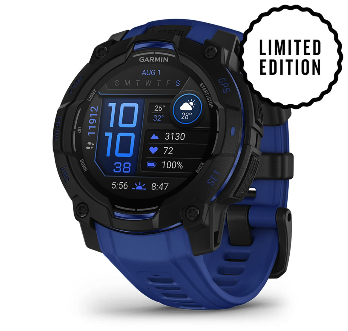 Умные часы Garmin INSTINCT 3 (010-02936-03) 45 мм, AMOLED чёрный с чёрно-синим ремешком