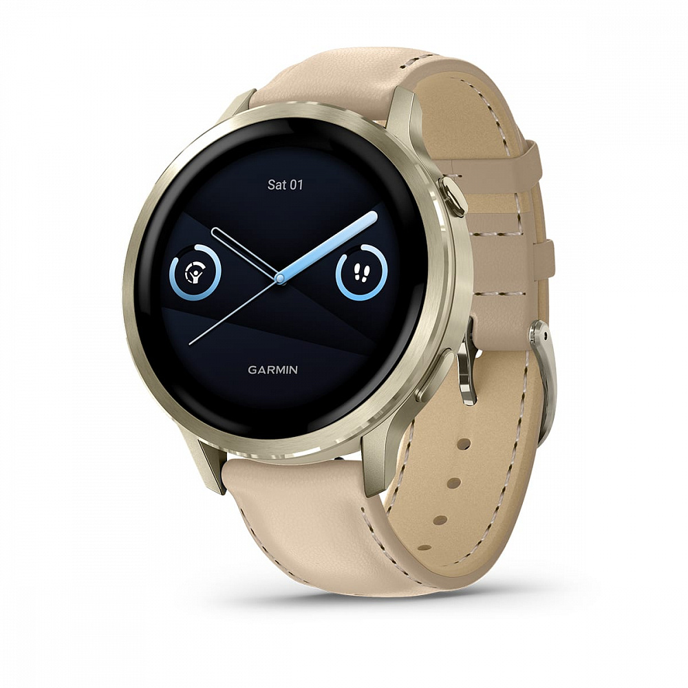 Умные часы Garmin Venu 4 (010-03013-03) 41 мм, Lunar Gold with Bone Silicone Band and Light Sand Leather Band