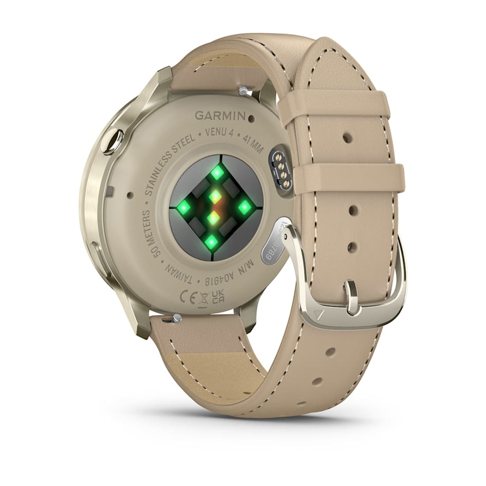 Умные часы Garmin Venu 4 (010-03013-03) 41 мм, Lunar Gold with Bone Silicone Band and Light Sand Leather Band