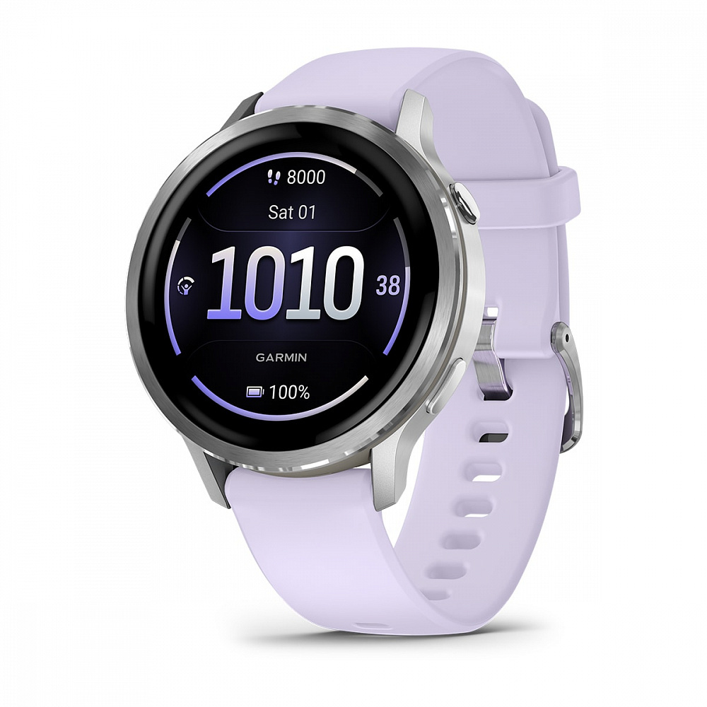 Умные часы Garmin Venu 4 (010-03013-01) 41 мм, серебристый с силиконовым ремешком (Silver/Periwinkle)