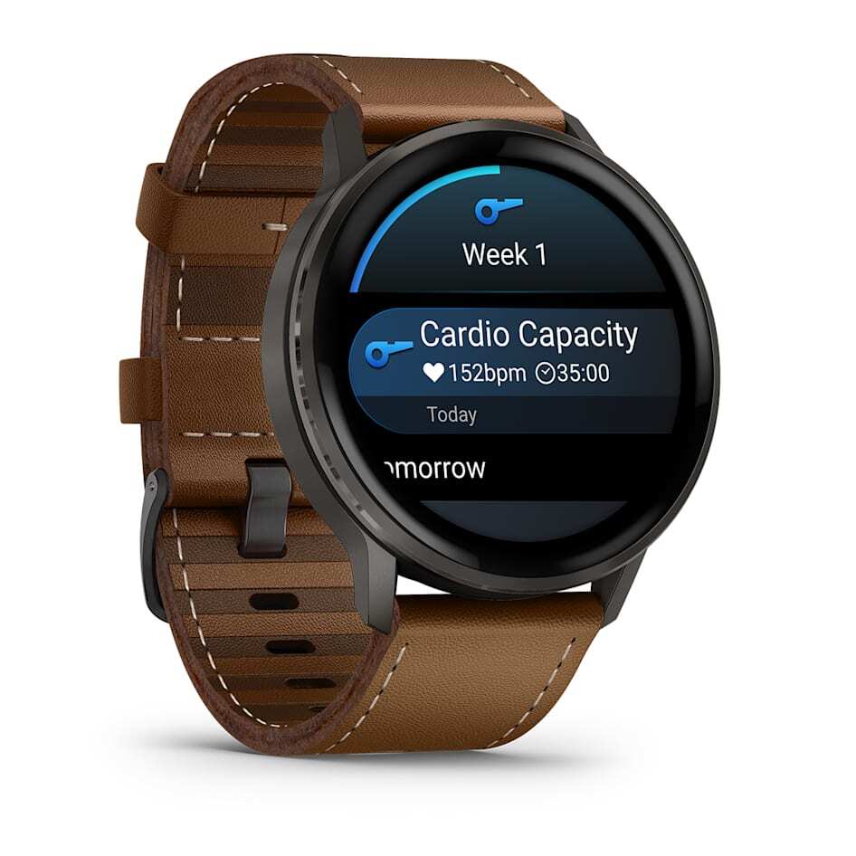 Умные часы Garmin Venu 4 (010-03014-03) 45 мм, Slate Bezel With Black Silicone Band And Brown Leather Band
