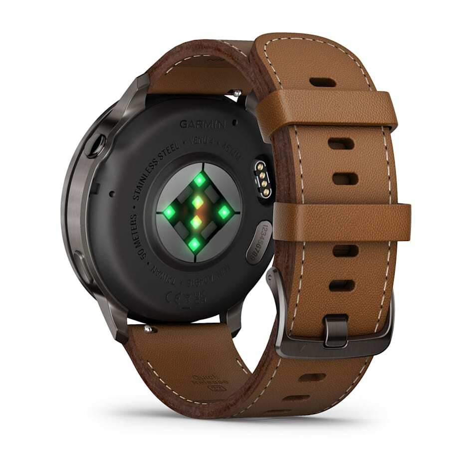Умные часы Garmin Venu 4 (010-03014-03) 45 мм, Slate Bezel With Black Silicone Band And Brown Leather Band
