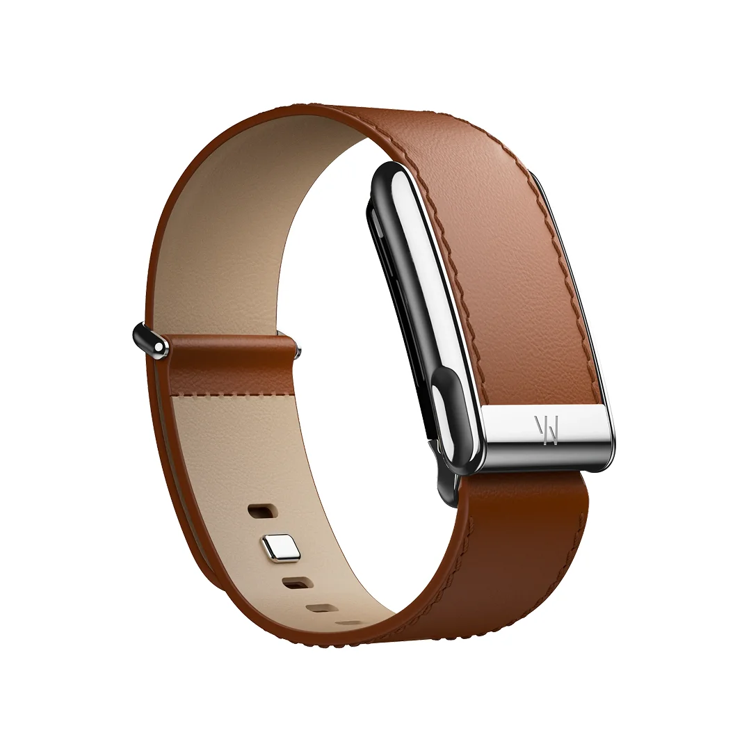 Ремешок Whoop LeatherLuxe кожаный широкий для Whoop Life MG, каштановый/кремовый/титан (Chestnut/Cream/Titanium)