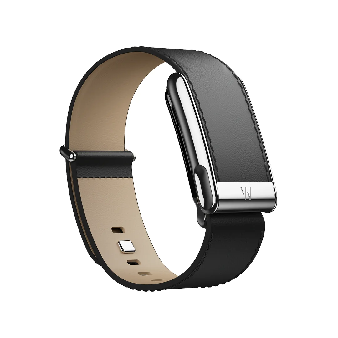 Ремешок Whoop LeatherLuxe кожаный широкий для Whoop Life MG, чёрный/кремовый/титан (Black/Cream/Titanium)