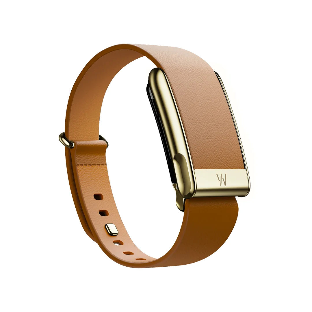 Ремешок Whoop LeatherLuxe кожаный узкий для Whoop Life MG, верблюжий/золото (Camel/Gold)