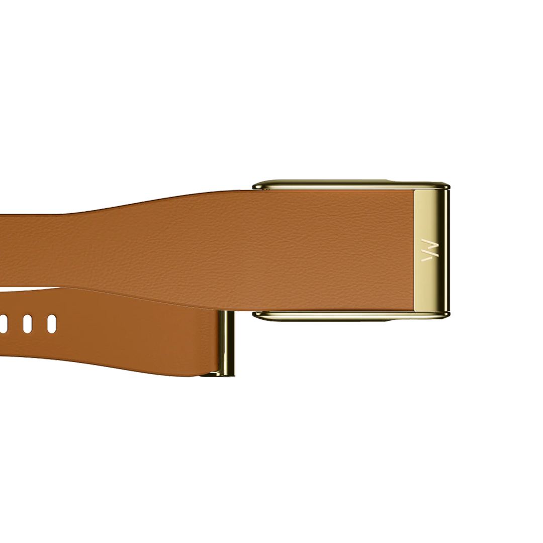 Ремешок Whoop LeatherLuxe кожаный узкий для Whoop Life MG, верблюжий/золото (Camel/Gold)