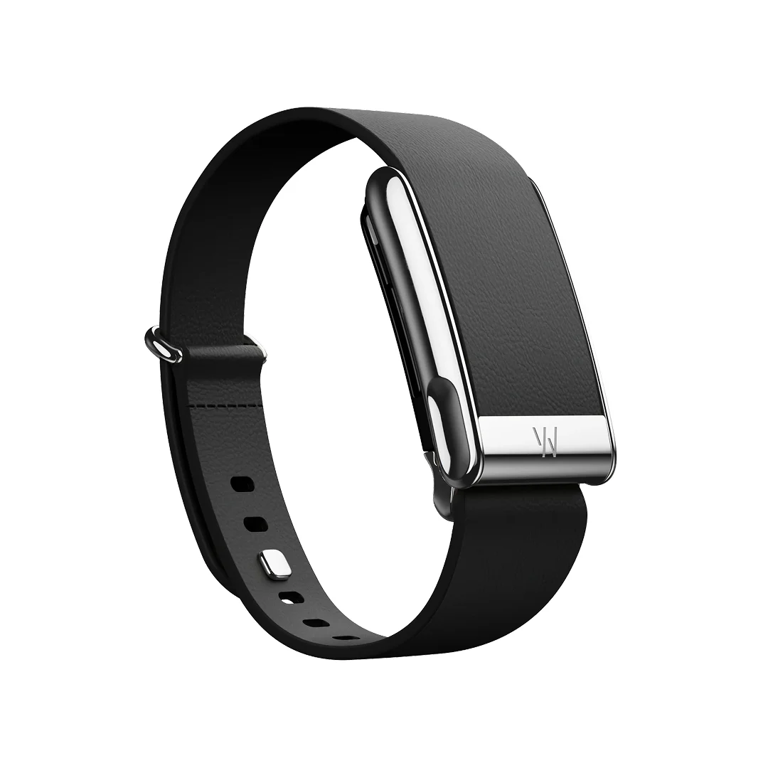 Ремешок Whoop LeatherLuxe кожаный узкий для Whoop Life MG, чёрный/титан (Black/Titanium)