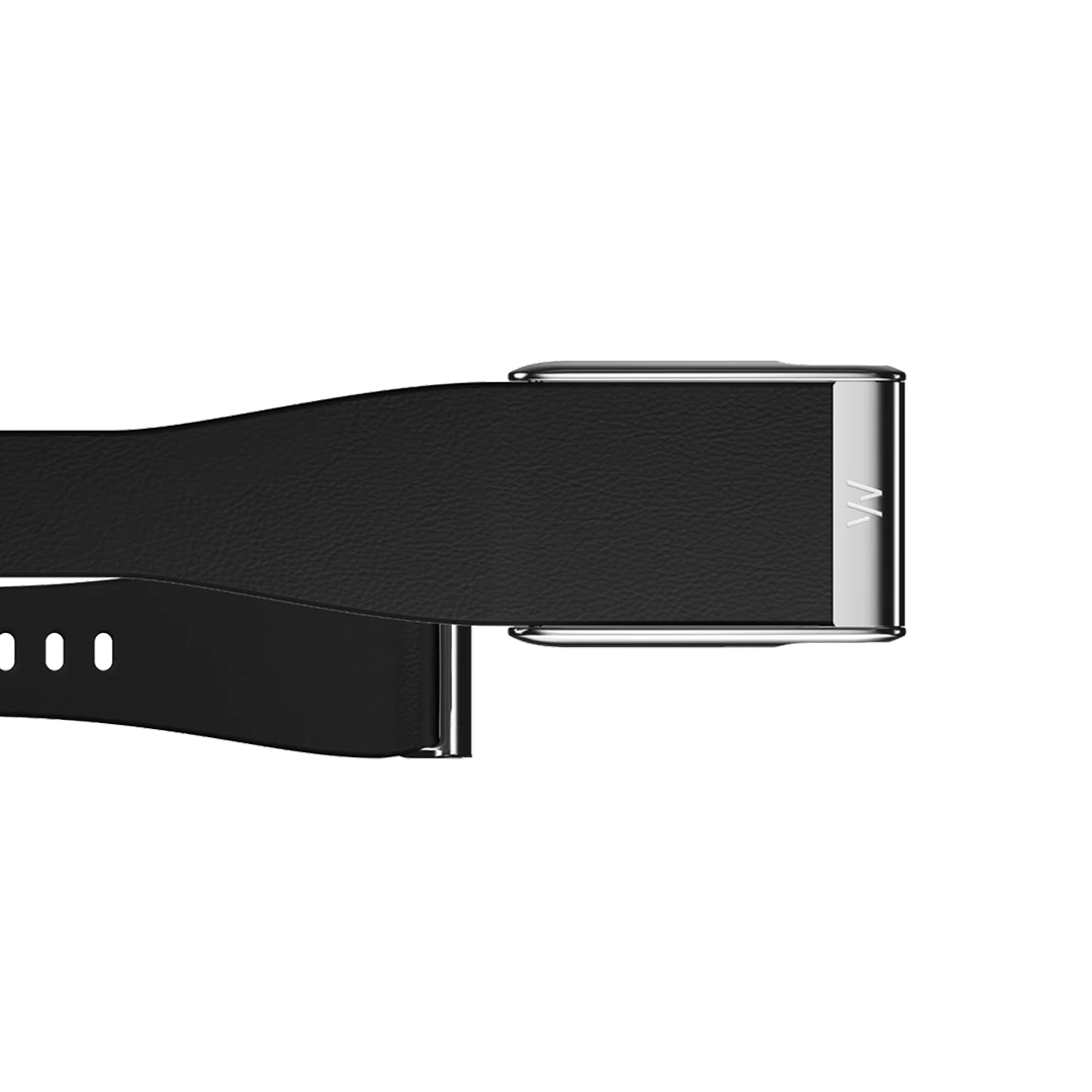 Ремешок Whoop LeatherLuxe кожаный узкий для Whoop Life MG, чёрный/титан (Black/Titanium)