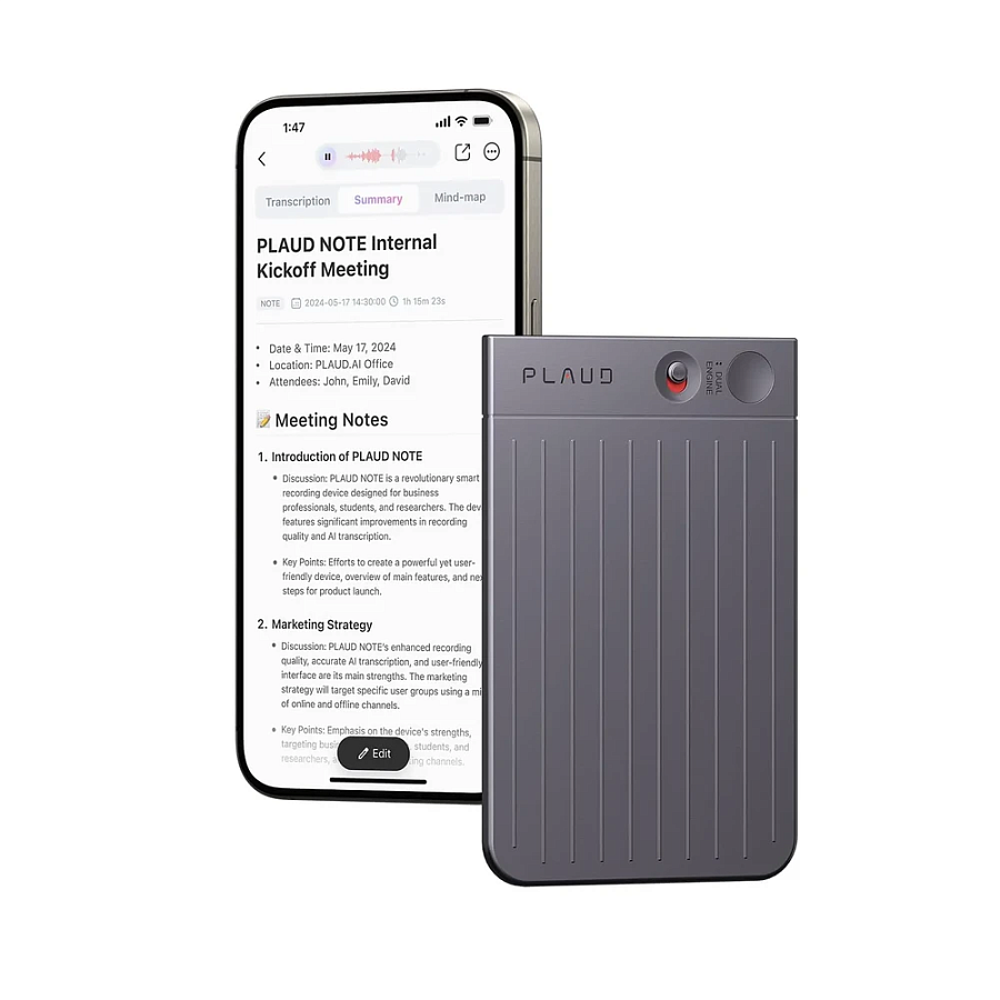 Диктофон Plaud Note с искусственным интеллектом ChatGPT, 64Gb, серебристый (Silver)