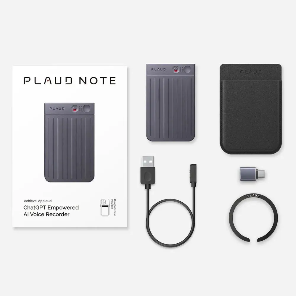 Диктофон Plaud Note с искусственным интеллектом ChatGPT, 64Gb, чёрный (Black)