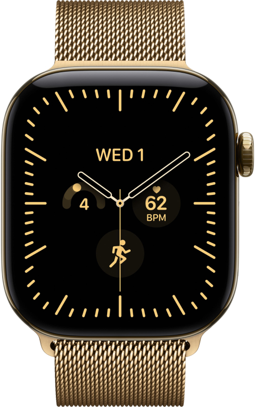 Часы Apple Watch Series 12 (2026), 46 мм, корпус из титана цвета «Radiant Gold», ремешок Titanium Milanese Loop цвета «Radiant Gold», золотой