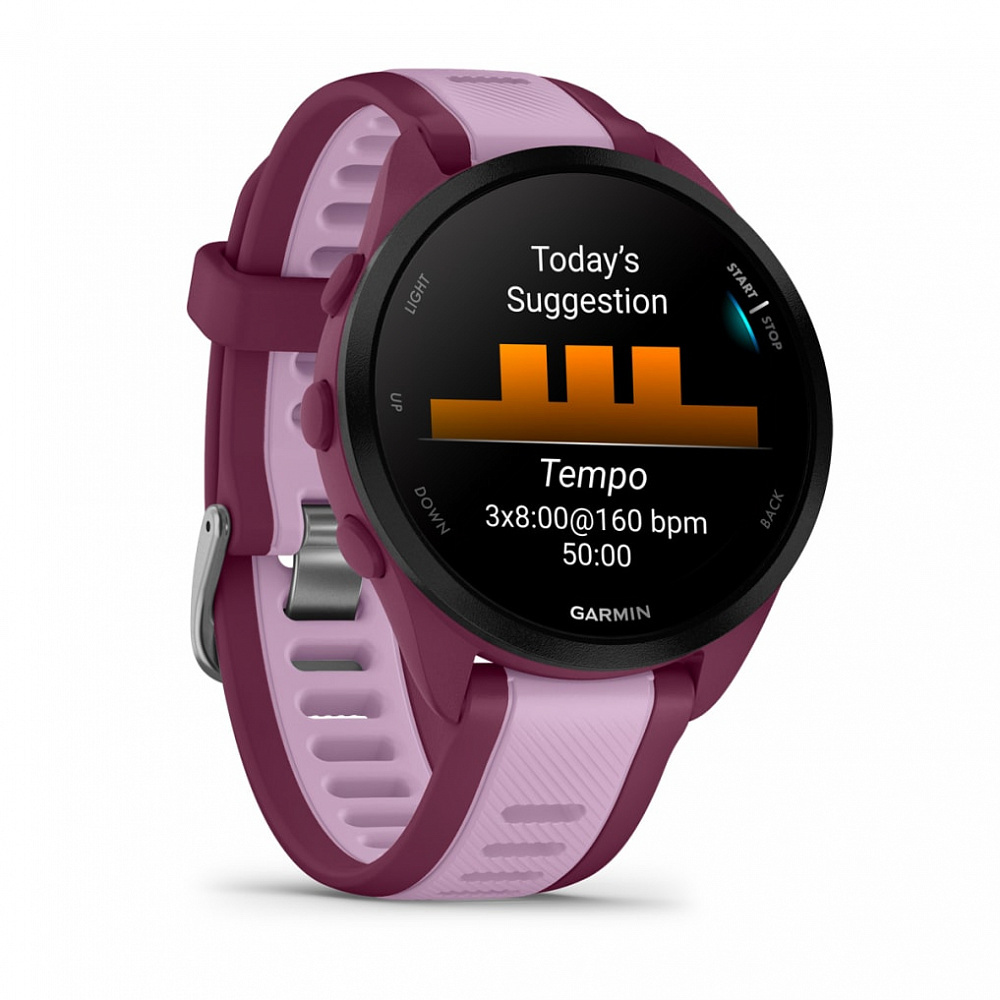 Умные часы Garmin Forerunner 165 Music 43 мм, сиреневый (Berry/Lilac)