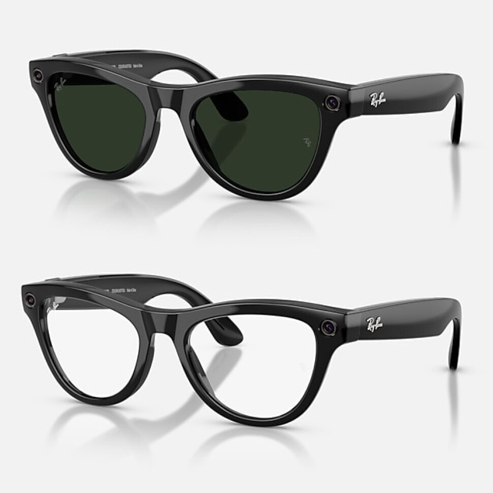 Умные очки Ray-Ban Meta Skyler Gen 2 RW4014 (глянцевая чёрная оправа, линзы с зелёным автозатемнением)