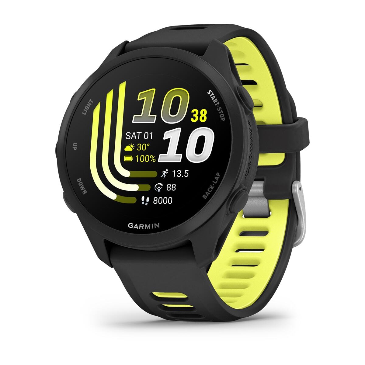 Умные часы Garmin Forerunner 170 (010-03920-00) 43 мм, чёрный с чёрно-жёлтым ремешком (Black/Amp Yellow Band)