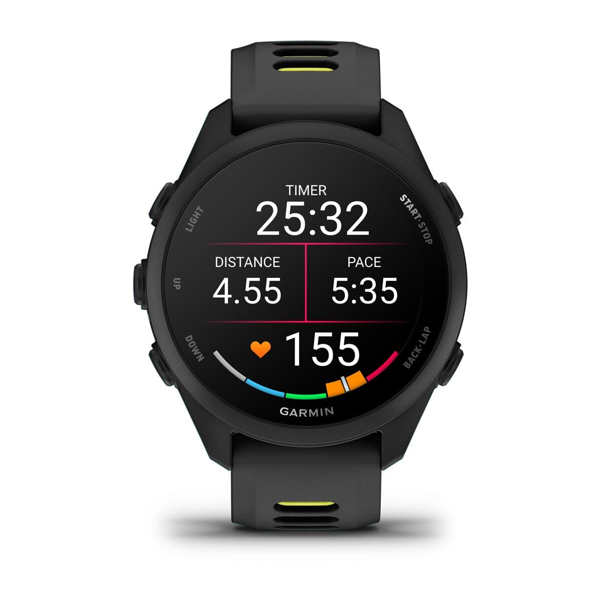 Умные часы Garmin Forerunner 170 (010-03920-00) 43 мм, чёрный с чёрно-жёлтым ремешком (Black/Amp Yellow Band)