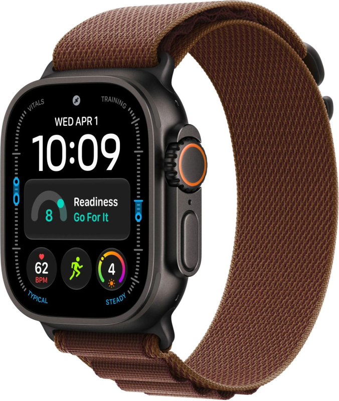 Часы Apple Watch Ultra 4 (2026), 49 мм, корпус из титана цвета «Black», ремешок Alpine Loop цвета «Burgundy», бургунди