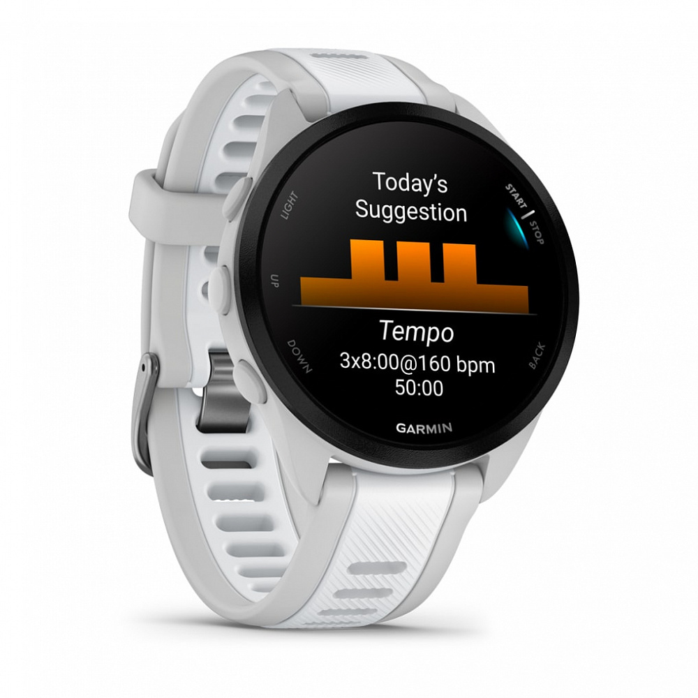 Умные часы Garmin Forerunner 165 (010-02863-21) 43 мм, белый (Mist Gray/Whitestone)