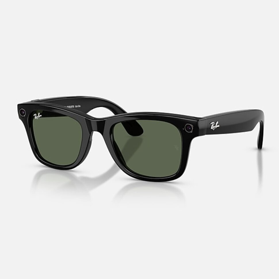 Умные очки Ray-Ban Meta Wayfarer Gen 2 RW4012 (глянцевая чёрная оправа, линзы с зелёным автозатемнением), размер L