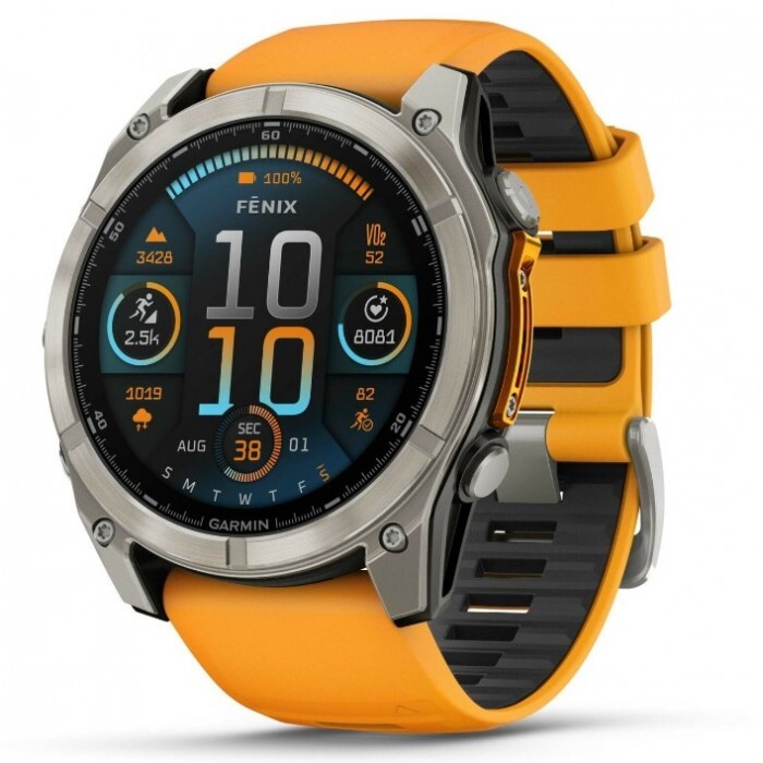 Умные часы Garmin FENIX 8 (010-02905-11) 51 мм Amoled Sapphire Titanium with Spark Orange/Grapphite Silicone Band