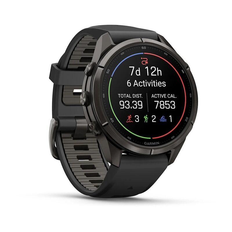 Умные часы Garmin FENIX 9 Pro (010-04335-11) 43 мм, AMOLED, inReach, LTE, DLC титановый чёрный, чёрный силиконовый ремешок
