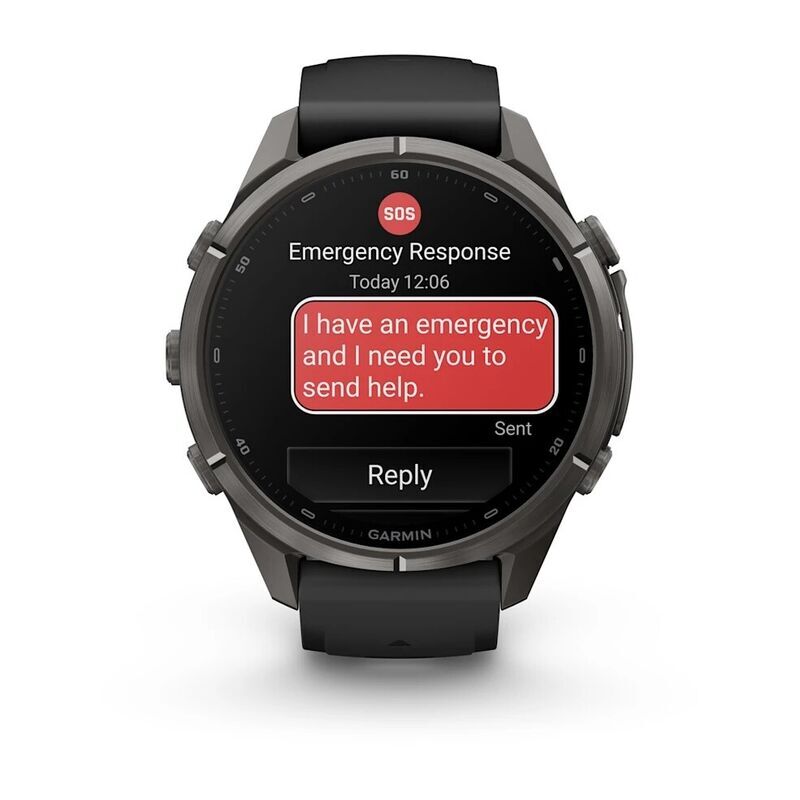 Умные часы Garmin FENIX 9 Pro (010-04335-11) 43 мм, AMOLED, inReach, LTE, DLC титановый чёрный, чёрный силиконовый ремешок