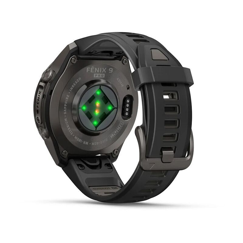 Умные часы Garmin FENIX 9 Pro (010-04335-11) 43 мм, AMOLED, inReach, LTE, DLC титановый чёрный, чёрный силиконовый ремешок
